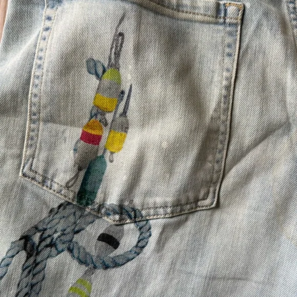 Anthropologie Pilcro High-Rise Carpenter Jeans Wide Leg Nautical Sea Boats Sz 29 - Picture 5 of 7